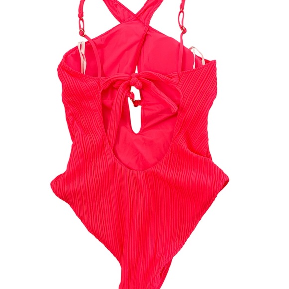 Women’s Swimwear - Pink One-Piece Swimsuit - Picture 2 of 2